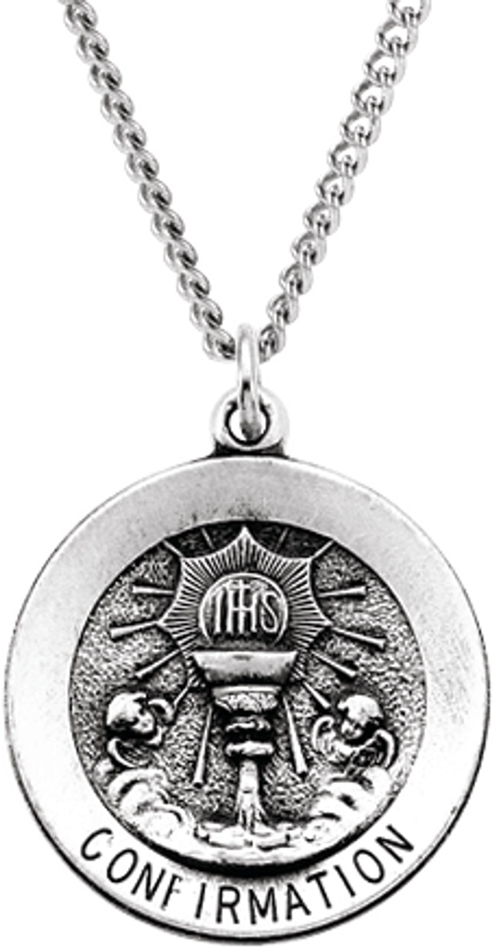 Sterling Silver 18.5 mm Round Confirmation 18" Necklace