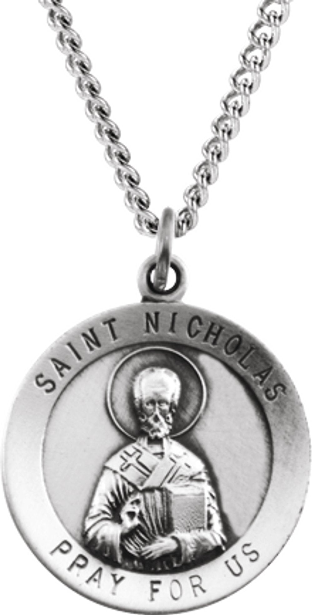 Sterling Silver 18.25 mm St. Nicholas Medal 18" Necklace