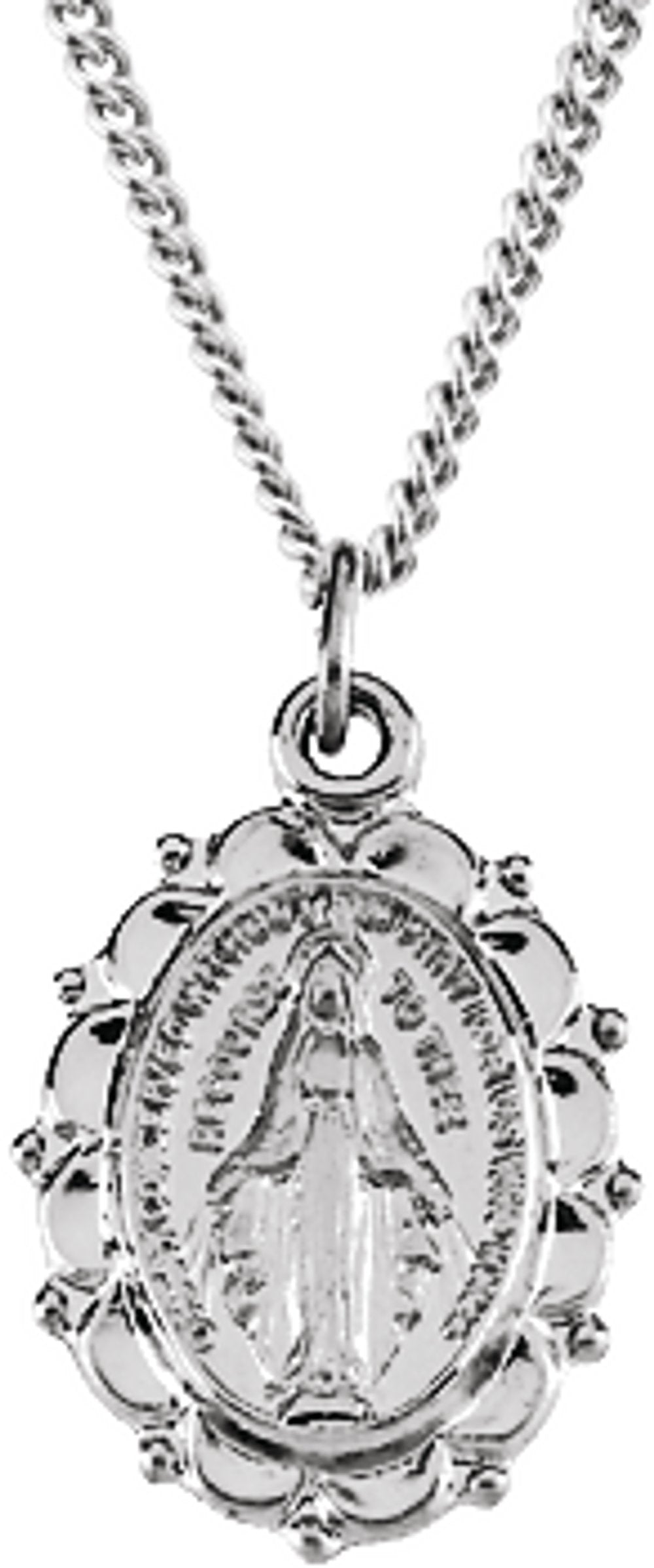 Sterling Silver 13x11 mm Miraculous Medal 18" Necklace