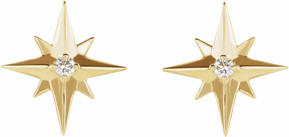 14K Yellow Gold .03 CTW Natural Diamond Star Earrings