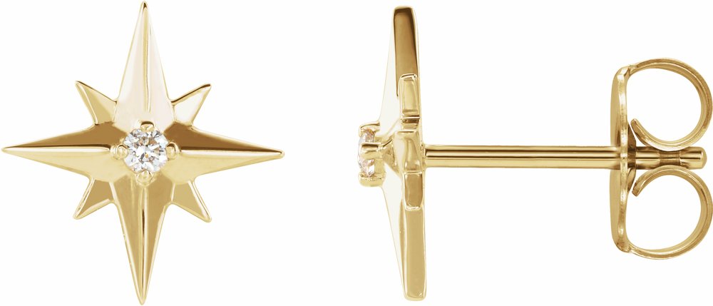 14K Yellow Gold .03 CTW Natural Diamond Star Earrings