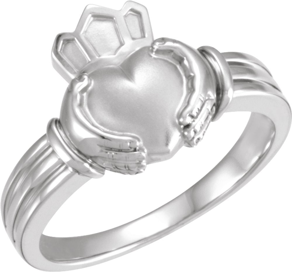 14K White Gold Claddagh Band