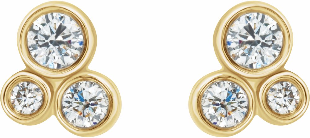 14K Yellow Gold 1/5 CTW Natural Diamond Geometric Cluster Earrings