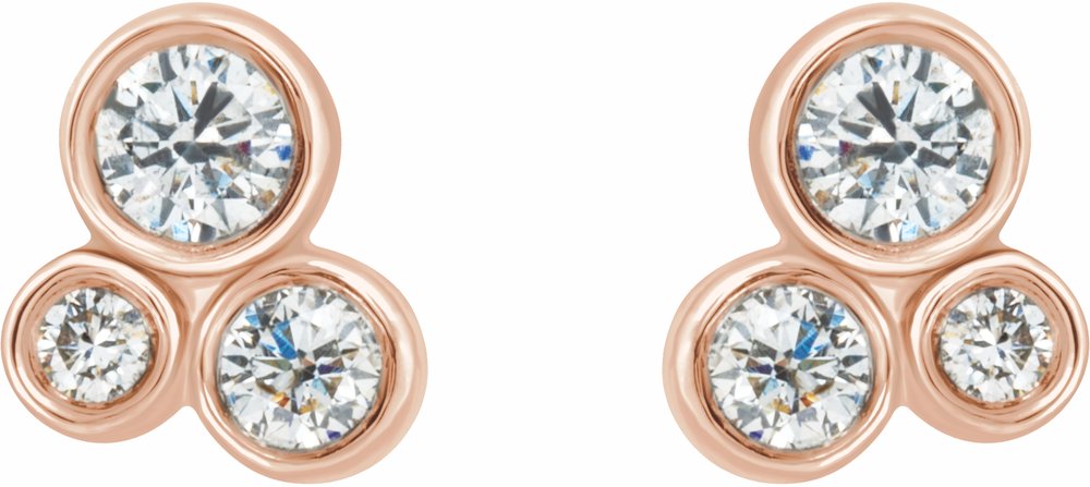 14K Rose Gold 1/5 CTW Natural Diamond Geometric Cluster Earrings