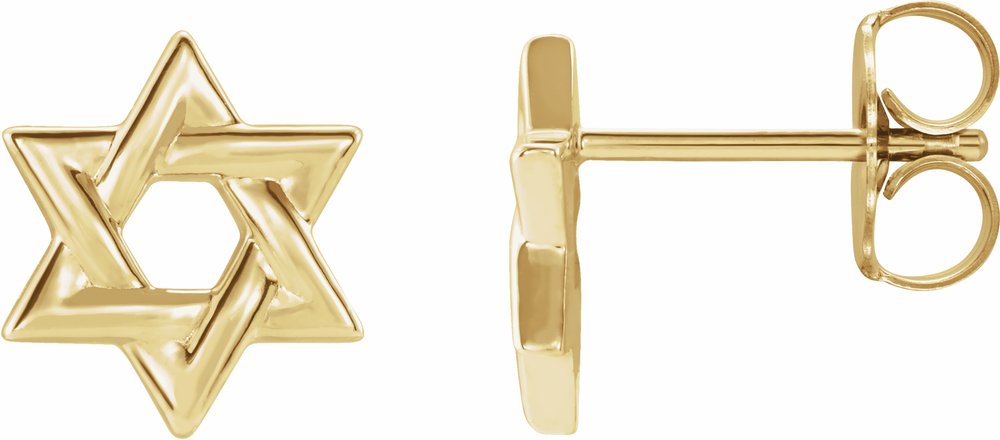 14K Yellow Star of David Earrings