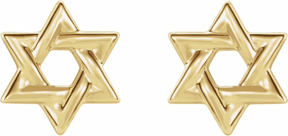 14K Yellow Star of David Earrings