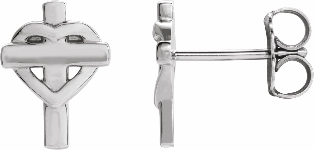 Sterling Silver Heart & Cross Earrings