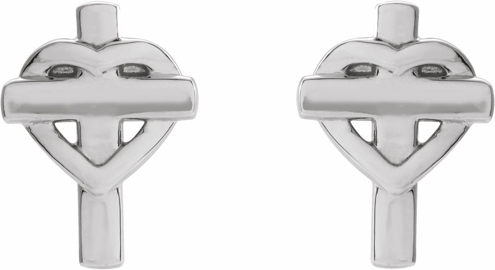 Sterling Silver Heart & Cross Earrings