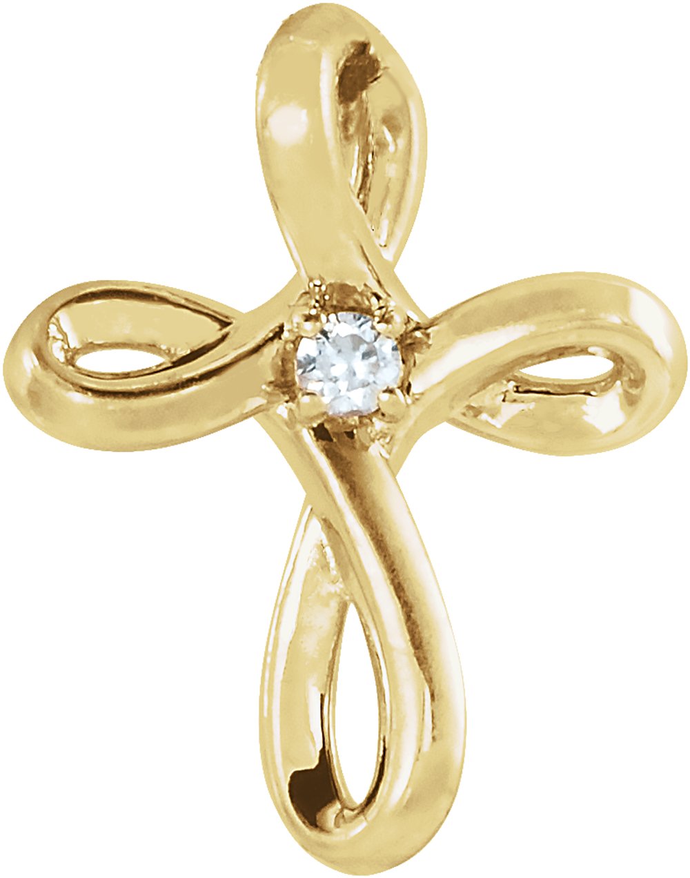 14K Yellow .015 CTW Natural Diamond Cross Pendant