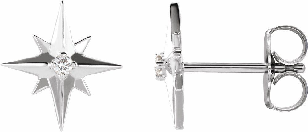 14K White .03 CTW Natural Diamond Star Earrings