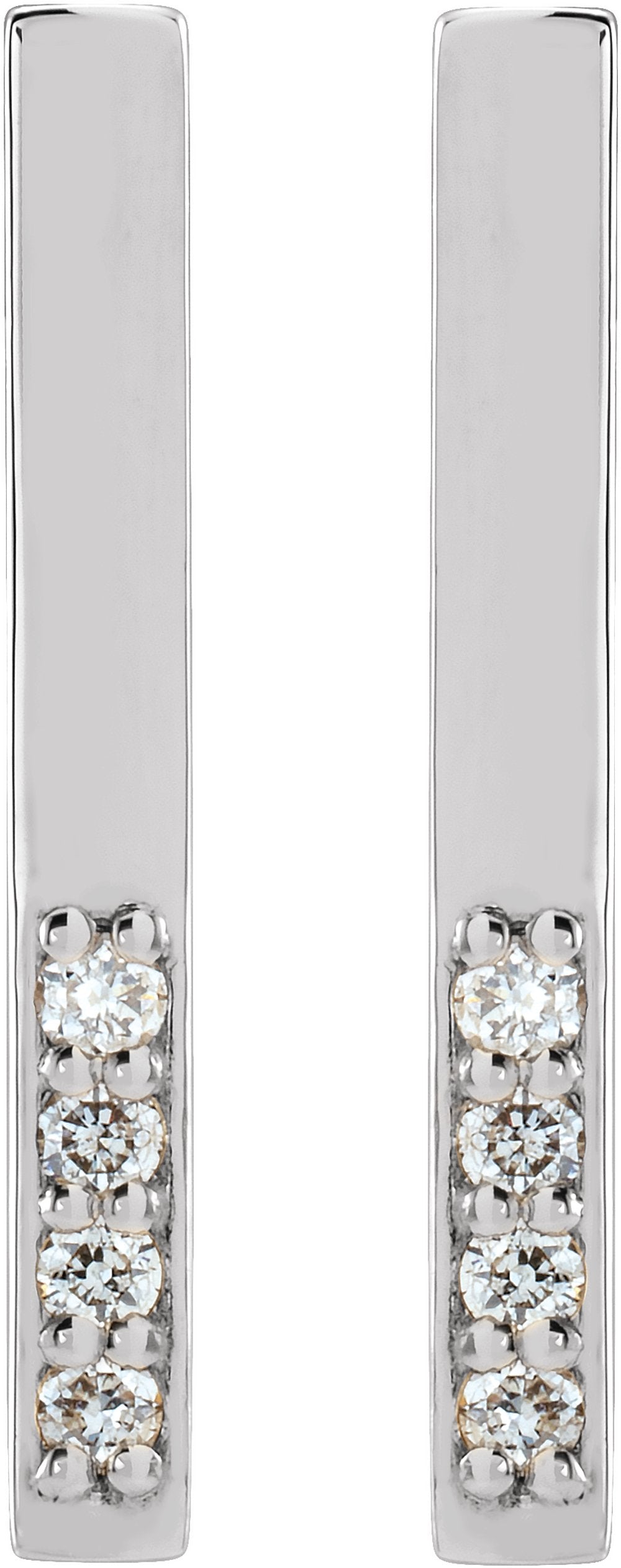 14K White .07 CTW Natural Diamond Bar Earrings