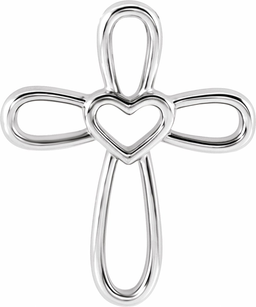 Platinum Cross with Heart Pendant