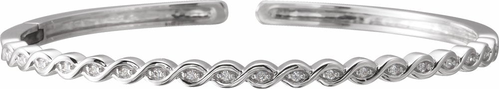 14K White Gold 1/6 CTW Natural Diamond Stackable Bangle 7" Bracelet
