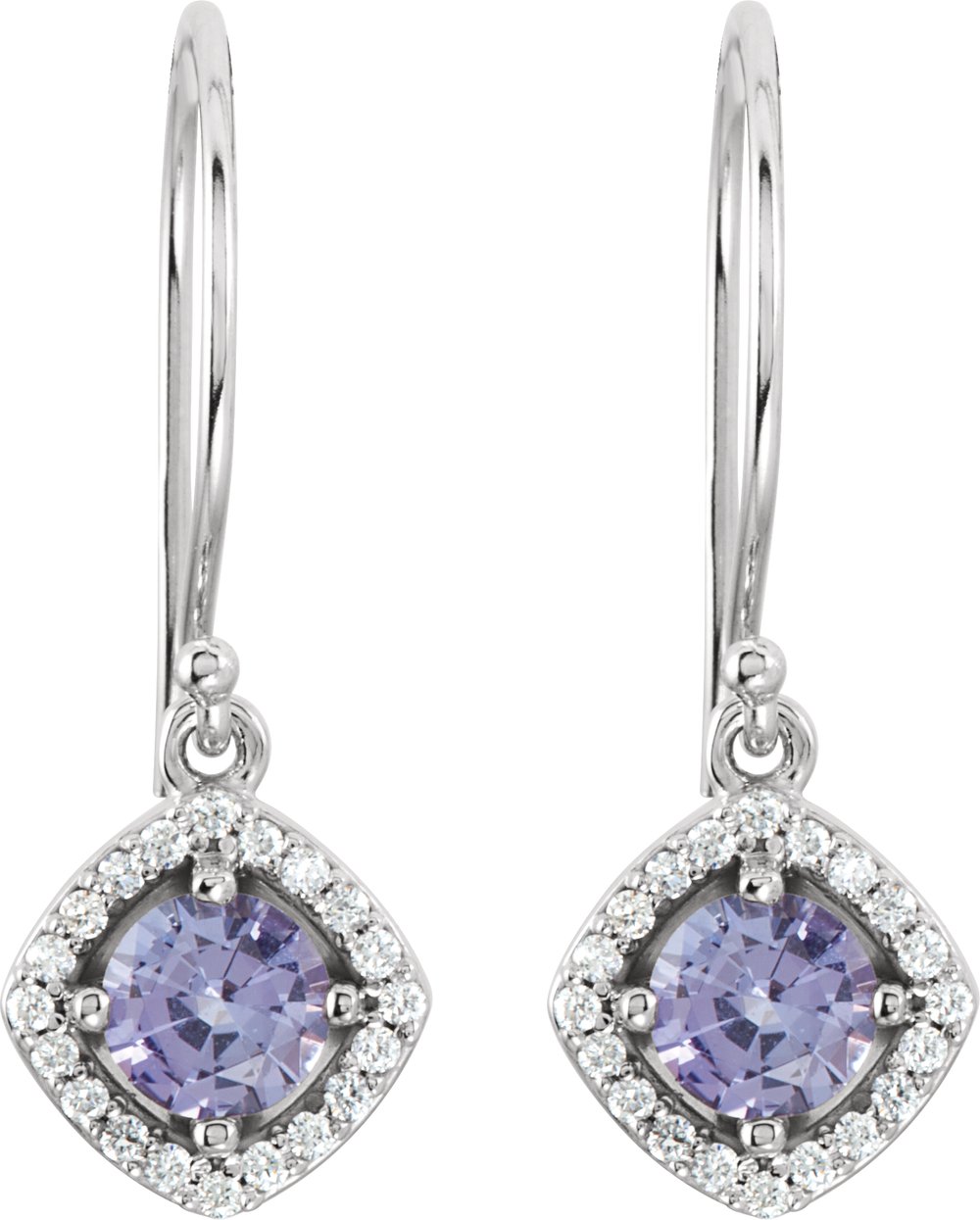 14K White Gold Natural Tanzanite & 1/5 CTW Natural Diamond Earrings