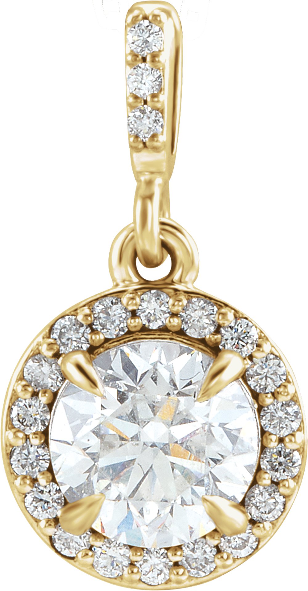 14K Yellow 9/10 CTW Lab-Grown Diamond Halo-Style Pendant
