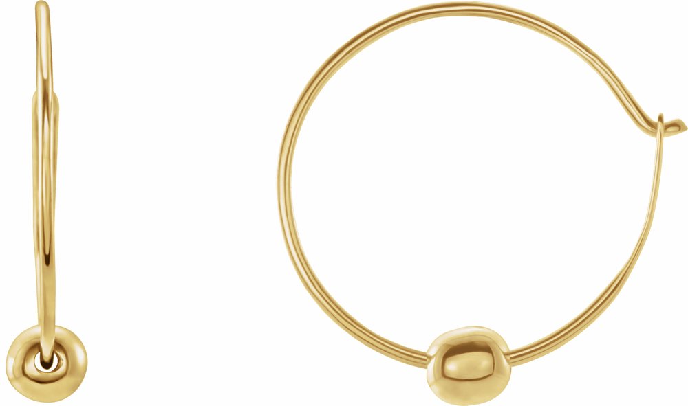 14K Yellow Youth Hoop Earrings with Bead