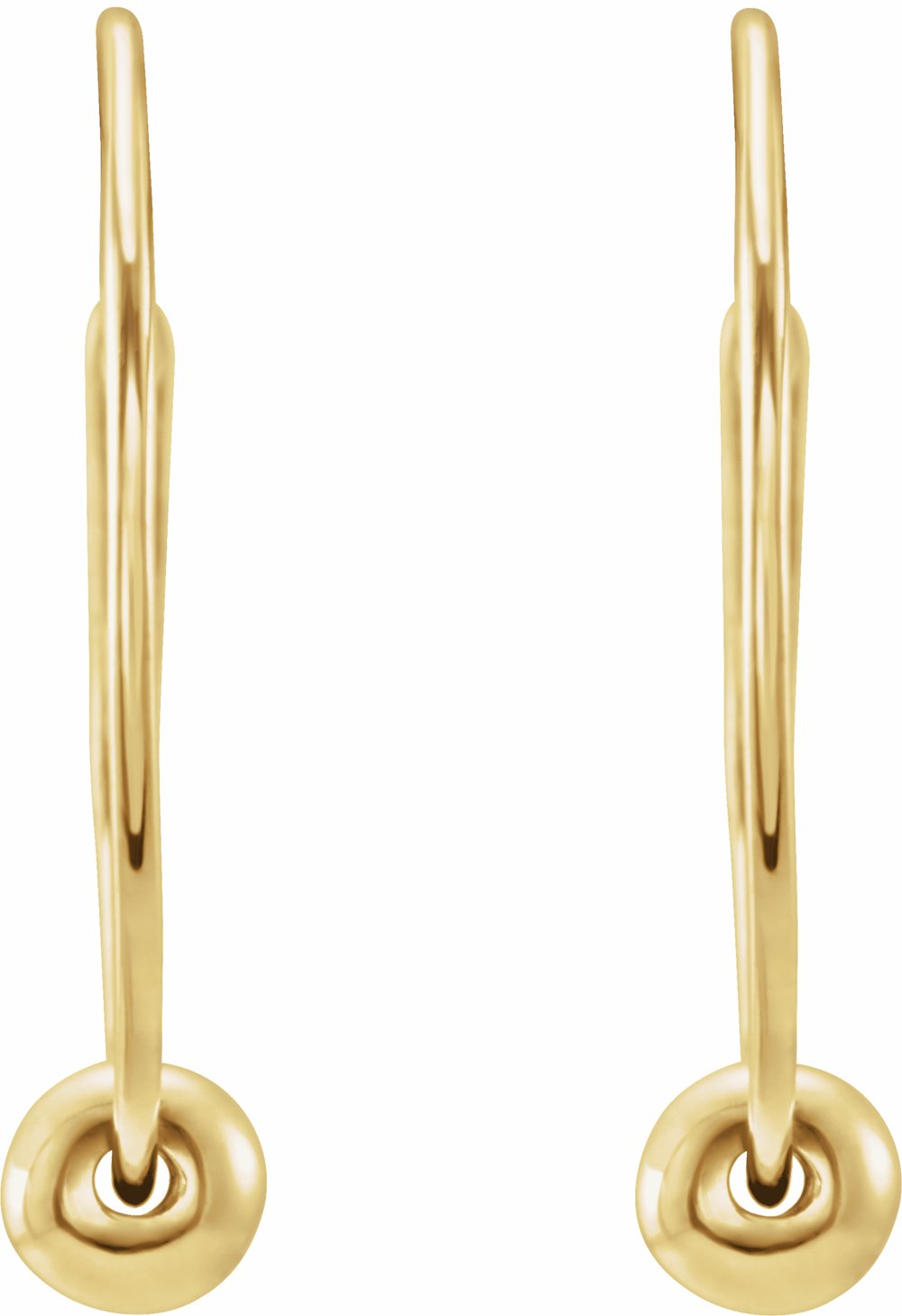 14K Yellow Youth Hoop Earrings with Bead