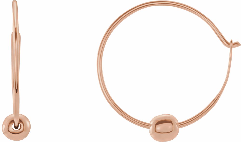 14K Rose Youth Hoop Earrings with Bead