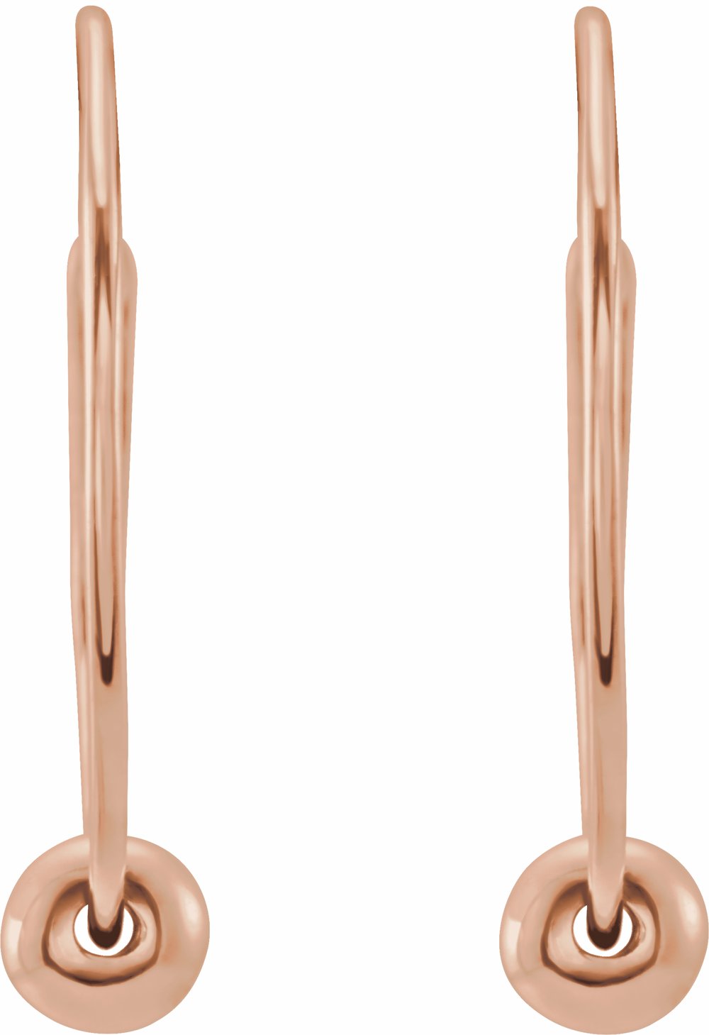 14K Rose Youth Hoop Earrings with Bead