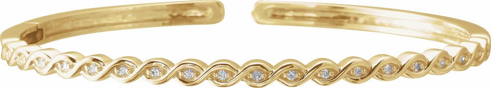 14K Yellow Gold 1/6 CTW Natural Diamond Stackable Bangle 7" Bracelet