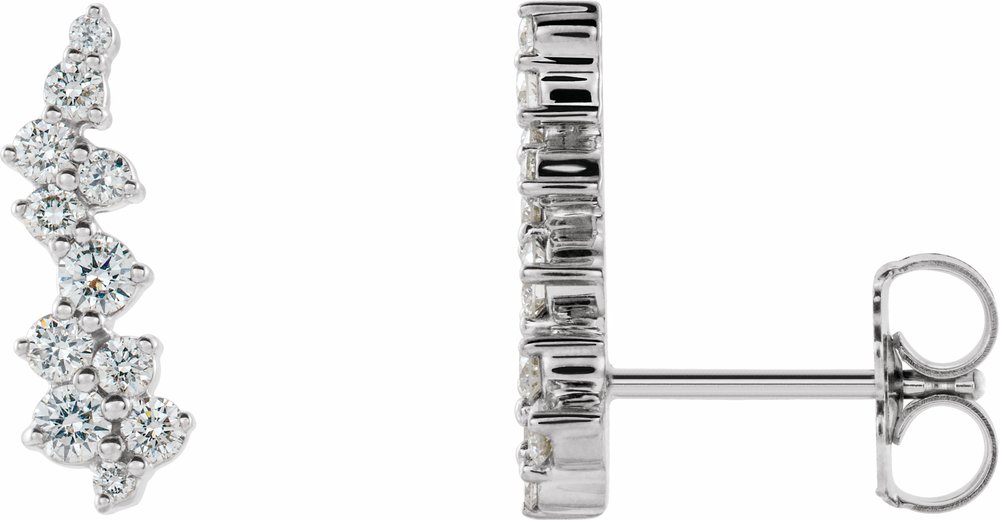 14K White Gold 1/3 CTW Natural Diamond Ear Climbers