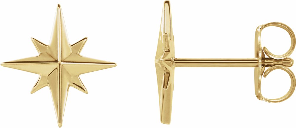 14K Yellow Star Earrings