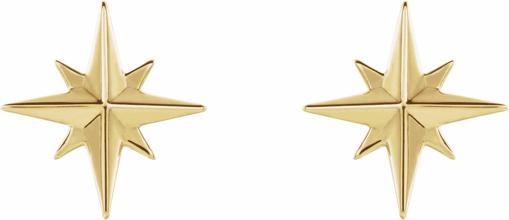 14K Yellow Star Earrings
