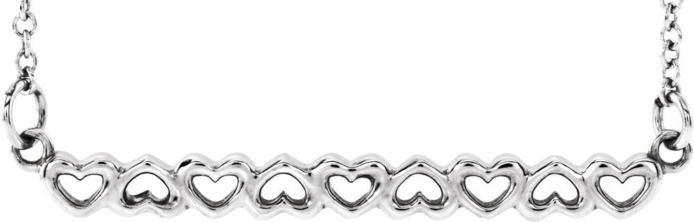 Sterling Silver Heart Bar 16-18" Necklace