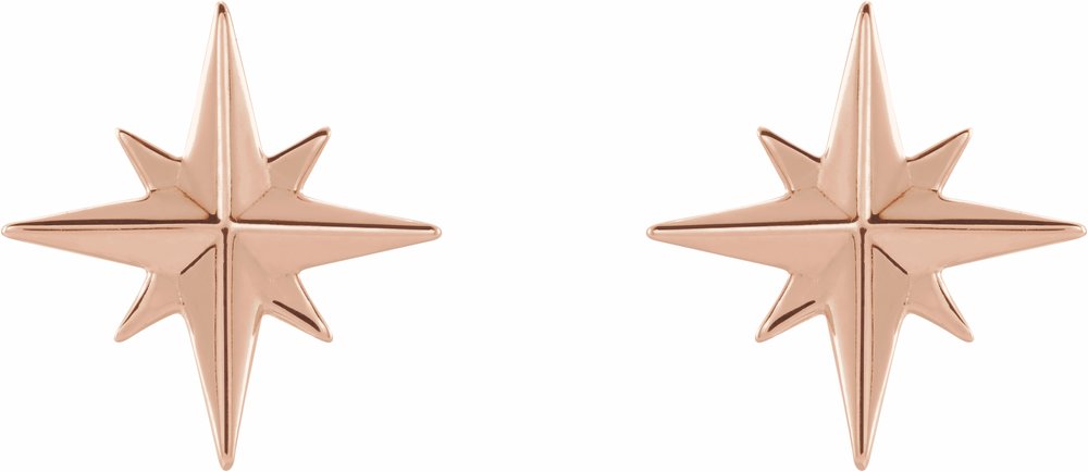 14K Rose Star Earrings