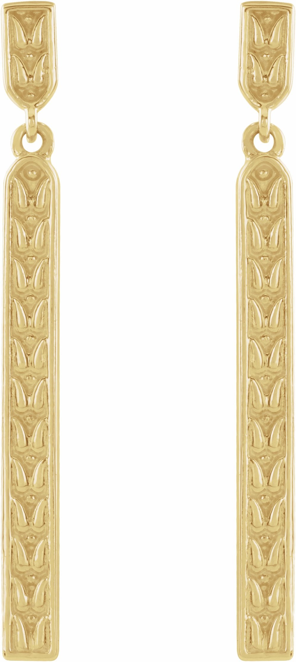 14K Yellow Sculptural Bar Earrings