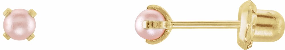 14K Yellow Imitation Pink Pearl Inverness® Piercing Earrings