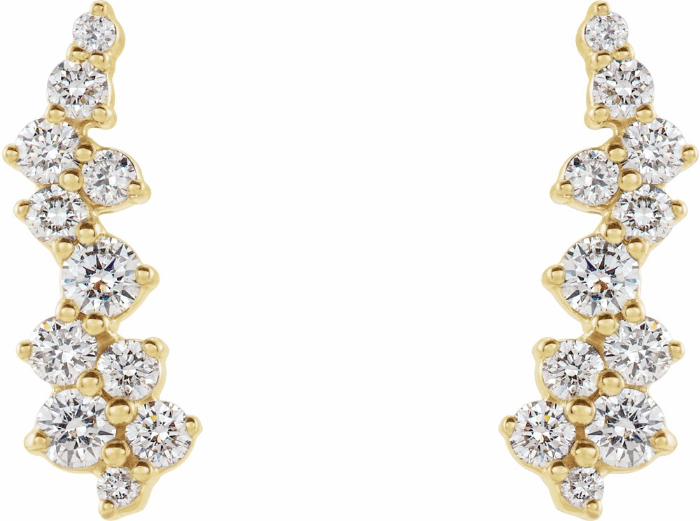 14K Yellow Gold 1/3 CTW Natural Diamond Ear Climbers