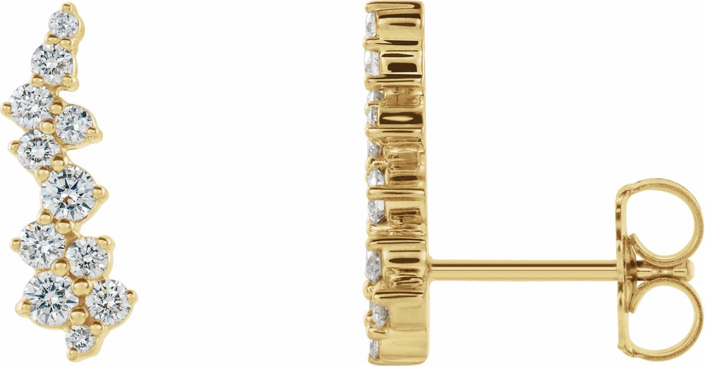 14K Yellow Gold 1/3 CTW Natural Diamond Ear Climbers
