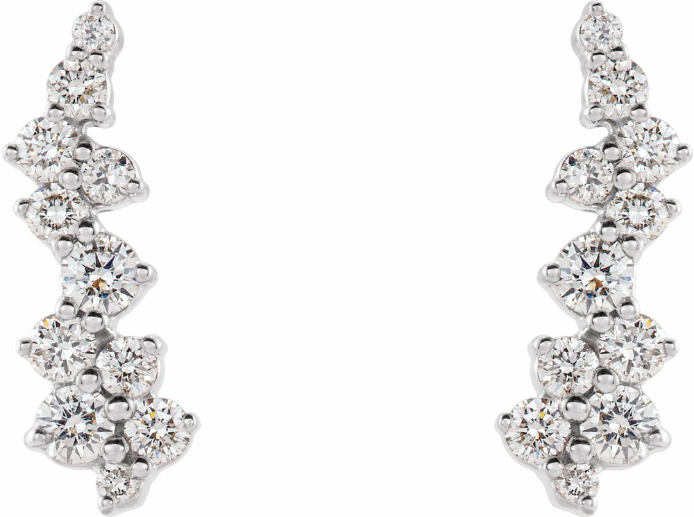 14K White Gold 1/3 CTW Natural Diamond Ear Climbers