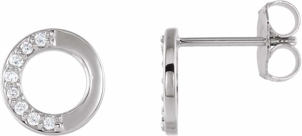 14K White Gold .07 CTW Natural Diamond Circle Earrings