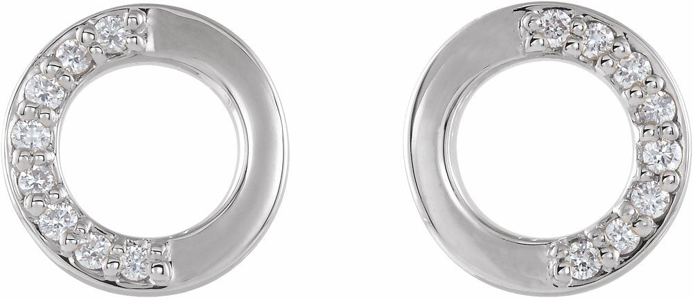 14K White Gold .07 CTW Natural Diamond Circle Earrings