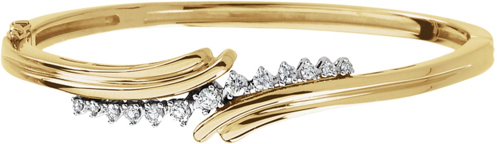 14K Yellow/White Gold 1/2 CTW Natural Diamond Bangle 7 1/2" Bracelet