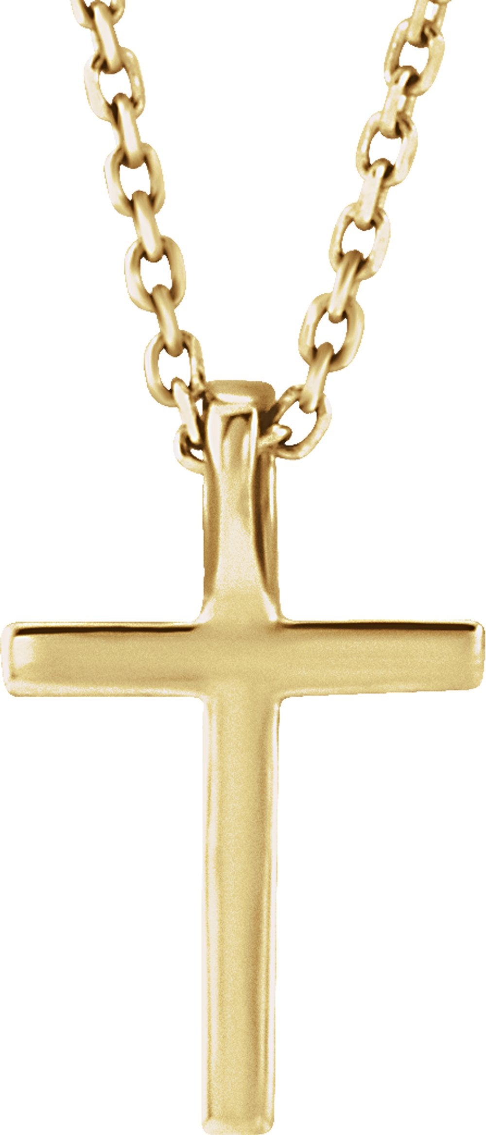 14K Yellow Gold Natural Ruby Petite Cross 16" Necklace