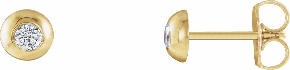 14K Yellow Gold 1/5 CTW Natural Diamond Domed Stud Earring