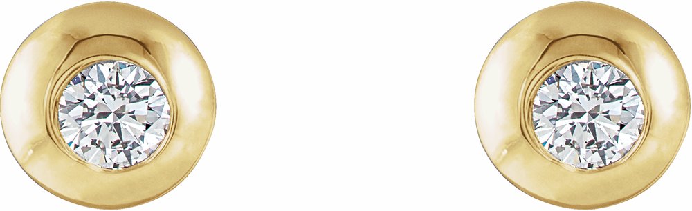 14K Yellow Gold 1/5 CTW Natural Diamond Domed Stud Earring