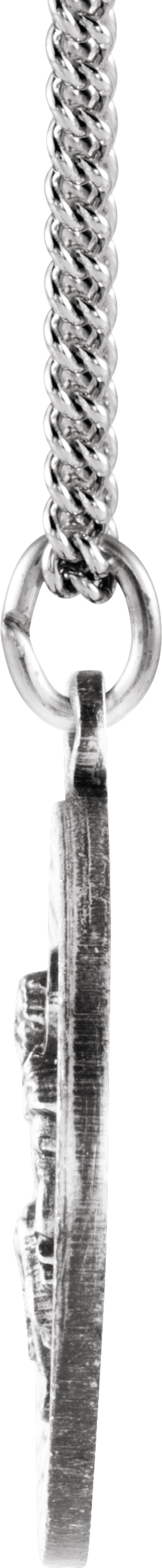 Sterling Silver 18 mm Round St. Peregrine 18" Necklace