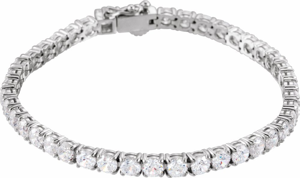 Sterling Silver Imitation White Cubic Zirconia Line 7" Bracelet
