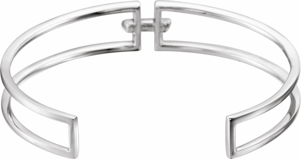 14K White Gold 3/4 CTW Natural Diamond Cuff 6" Bracelet