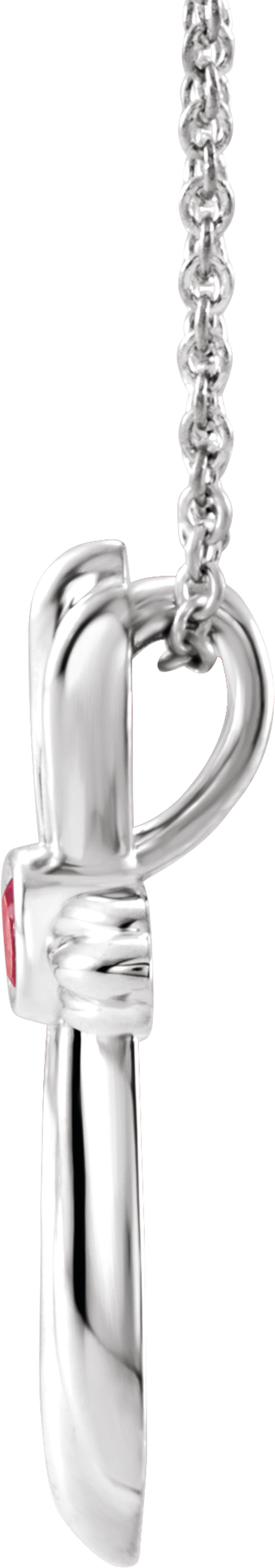 Sterling Silver Natural Ruby Cross 16-18" Necklace