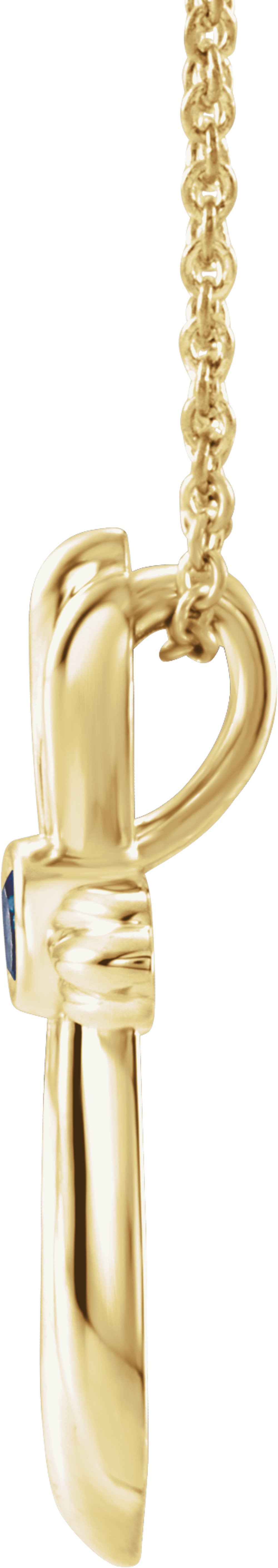 14K Yellow Gold Lab-Grown Sapphire Cross 16-18" Necklace