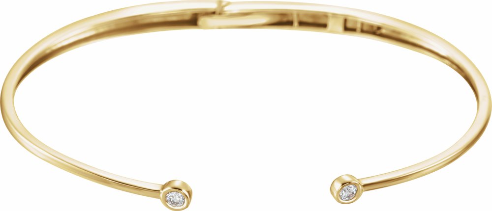 14K Yellow Gold 1/6 CTW Natural Diamond Hinged Cuff 7" Bracelet