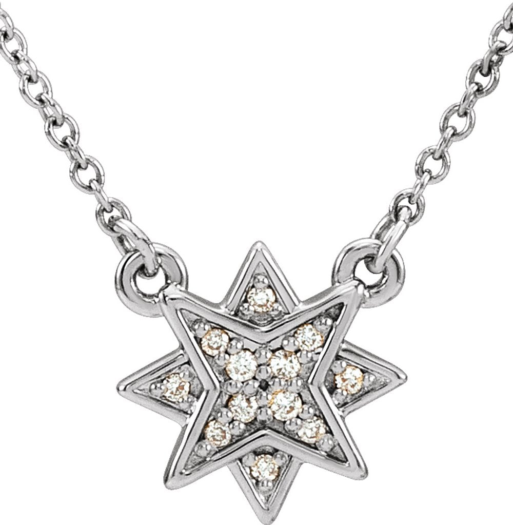 14K White Gold .04 CTW Natural Diamond Star 16-18" Necklace