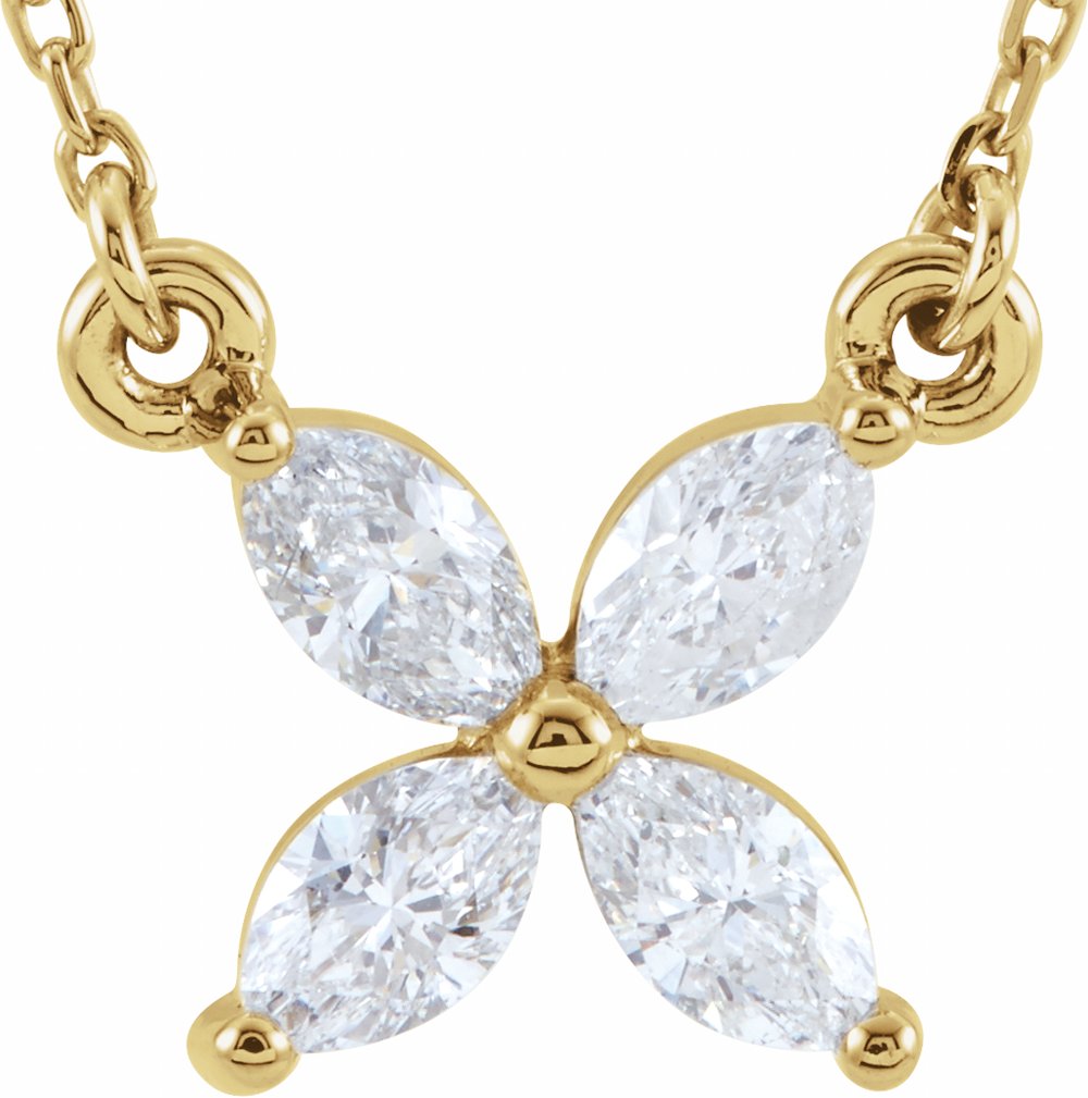 14K Yellow Gold 1/2 CTW Natural Diamond Floral 16" Necklac