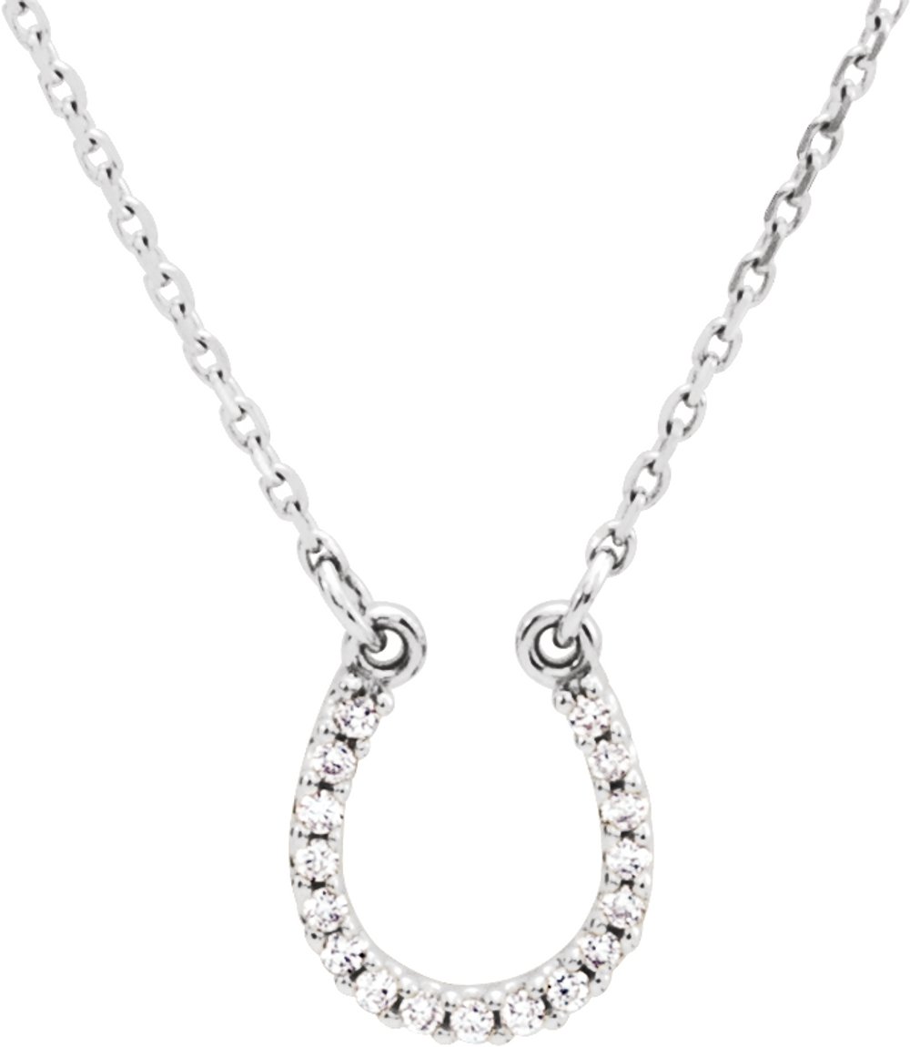14K White Gold .07 CTW Natural Diamond Horseshoe 16" Necklace