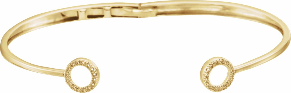 14K Yellow 1/6 CTW Natural Diamond Circle Hinged Cuff 7" Bracelet
